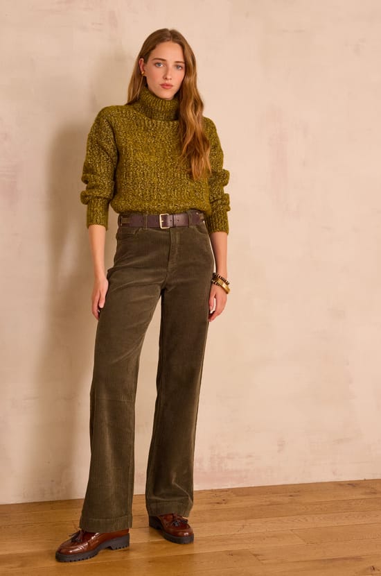 LISA wide-leg corduroy trousers;${refinementColor}