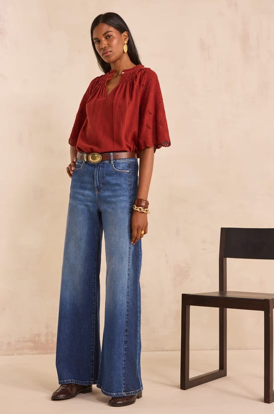 Extra large bicolor cotton shirt SAVANA;${refinementColor}