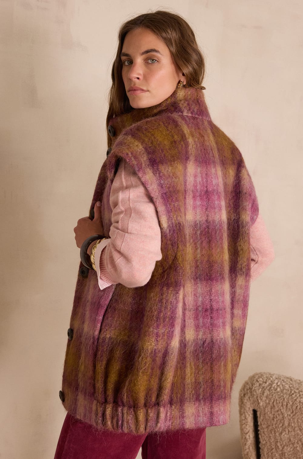 DJODDY sleeveless wool coat;${refinementColor}