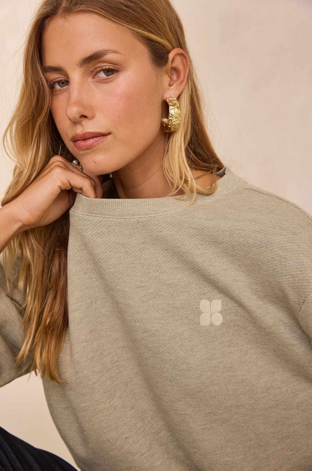 Cotton sweatshirt LESLY;${refinementColor}