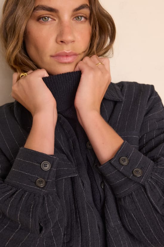 CLARA Striped Cotton Blouse;${refinementColor}