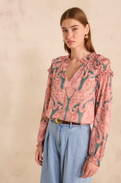 MALOE printed long sleeve blouse;${refinementColor}