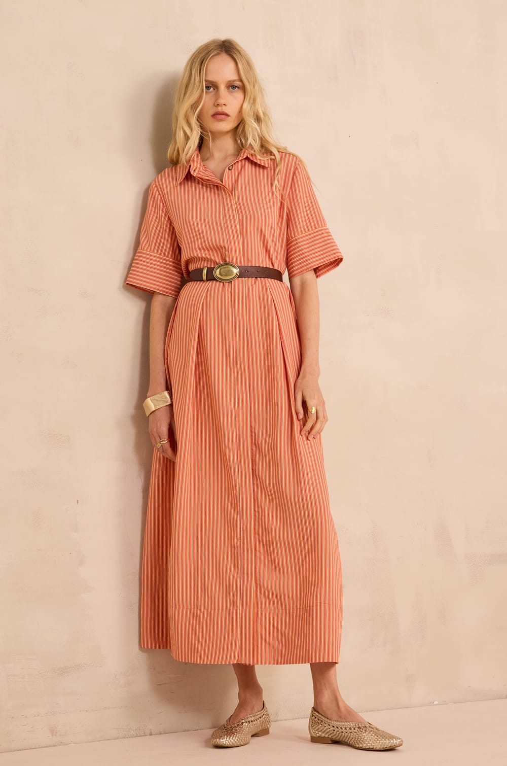 Patricia striped straight dress;${refinementColor}