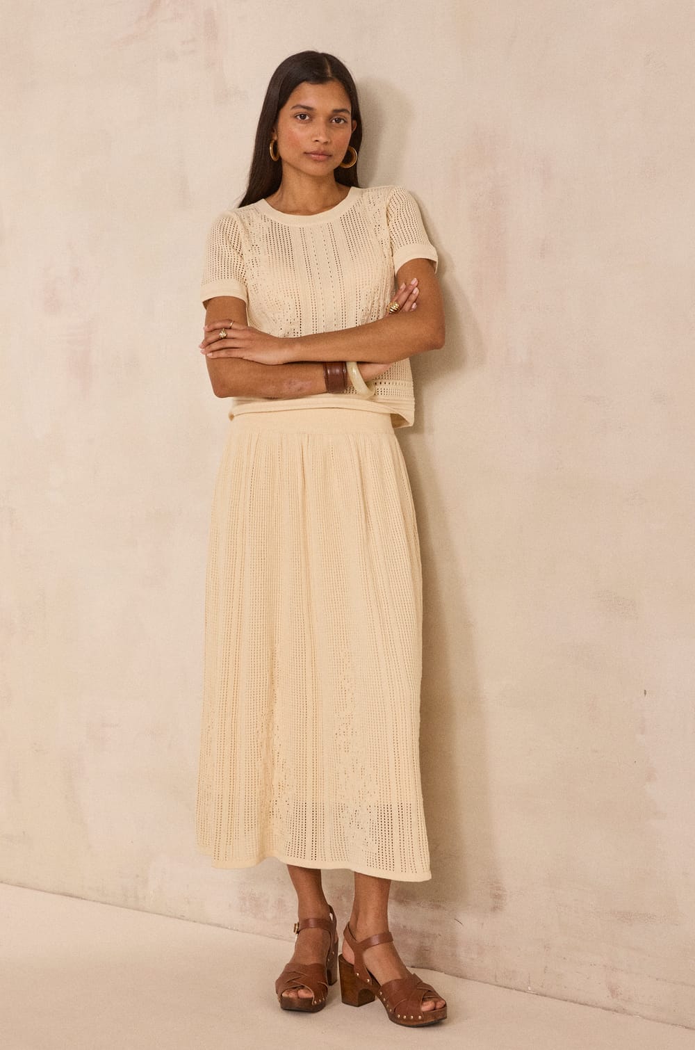 Crocheted mesh skirt 100% cotton OSLO;${refinementColor}