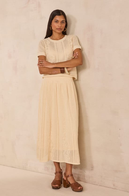 Crocheted mesh skirt 100% cotton OSLO;${refinementColor}