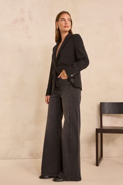 Pantalon noir &eacute;vas&eacute; en coton m&eacute;lang&eacute; SAVANA;${refinementColor}