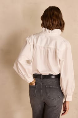 Blouse &agrave; col montant en 100% coton SIA;${refinementColor}