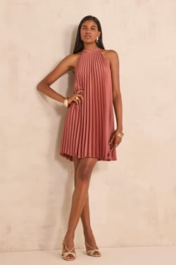 PROMISE short pleated dress;${refinementColor}