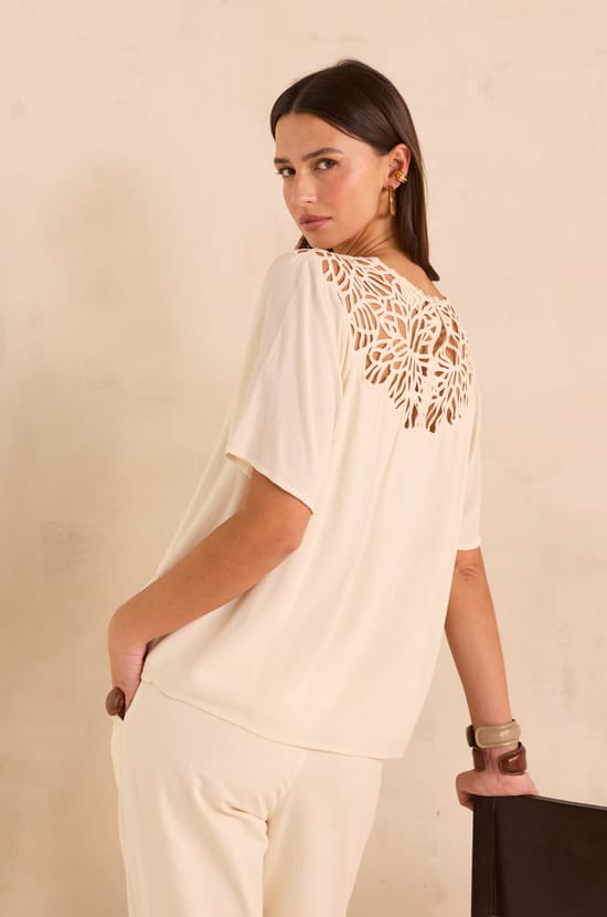 Short sleeve lace blouse MELISSA;${refinementColor}