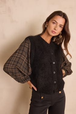 LOULOU sleeveless cardigan in mohair and wool;${refinementColor}
