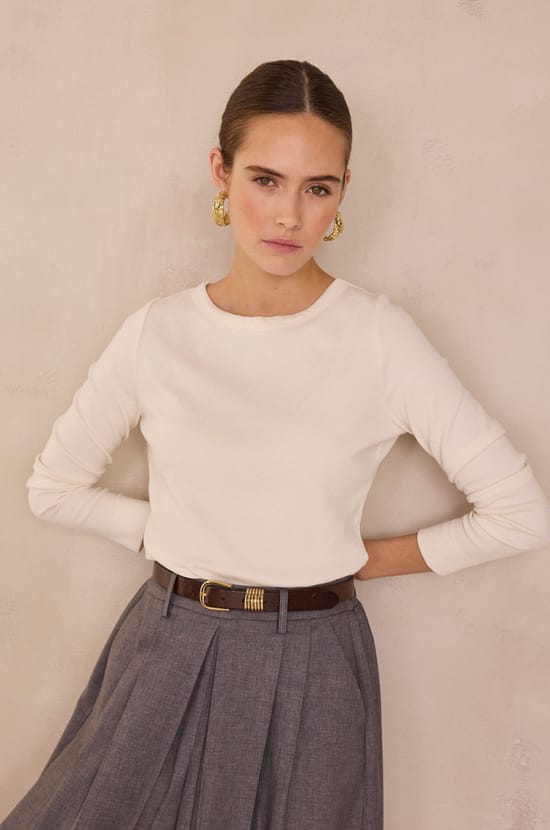 LENA ribbed long-sleeved T-shirt;${refinementColor}