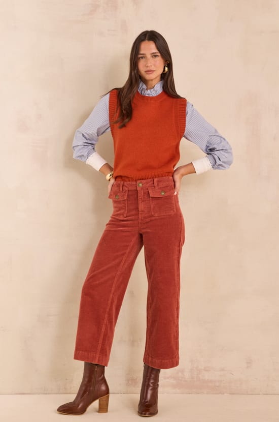 Wide cotton velvet pants STELLA BIS;${refinementColor}