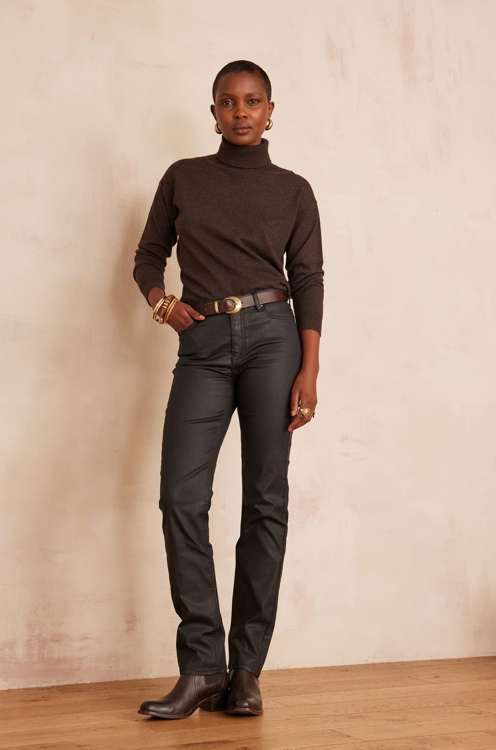 ANETTE coated slim jeans in cotton;${refinementColor}