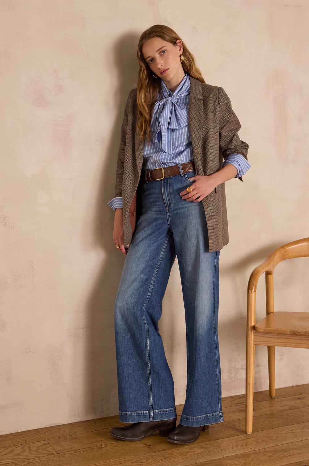 SANDRINE cotton striped shirt;${refinementColor}