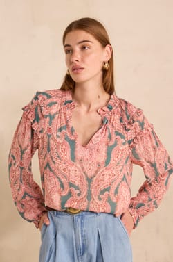 MALOE printed long sleeve blouse;${refinementColor}