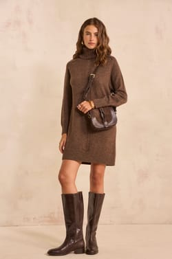 Perfect straight knit dress made of mixed wool and yak;${refinementColor}