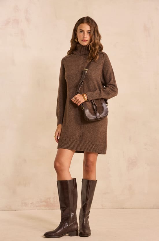 Perfect straight knit dress made of mixed wool and yak;${refinementColor}