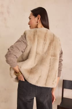 BROOKLYN fluffy sleeveless cardigan;${refinementColor}