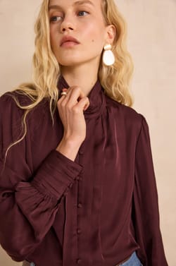 MAY high-neck satin blouse;${refinementColor}