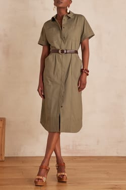Robe mi-longue RAMA en coton;${refinementColor}