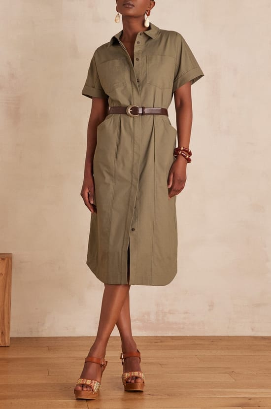 Robe mi-longue RAMA en coton;${refinementColor}