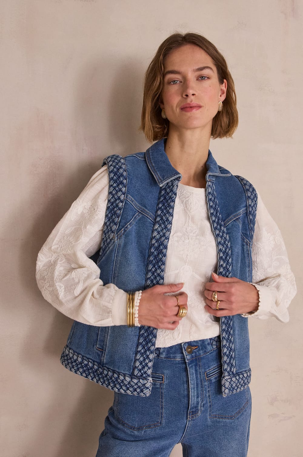 Sleeveless cotton cardigan PRISKA;${refinementColor}