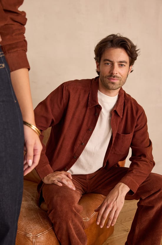 Unisex corduroy shirt INTREPIDE in 100% cotton;${refinementColor}