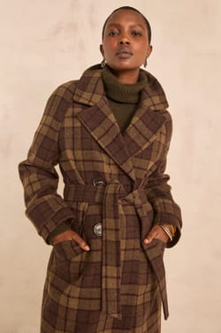 Checked wool blend coat DAREN;${refinementColor}