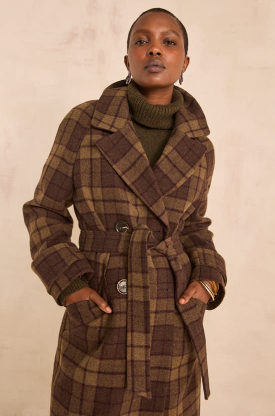 Checked wool blend coat DAREN;${refinementColor}