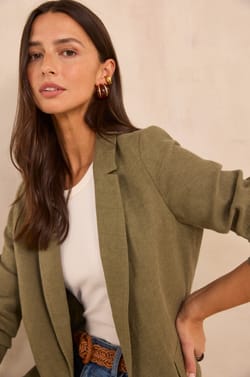 NELIA linen blend blazer;${refinementColor}