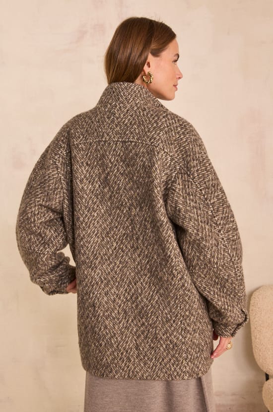 Silk and wool blend coat DAMIEN;${refinementColor}