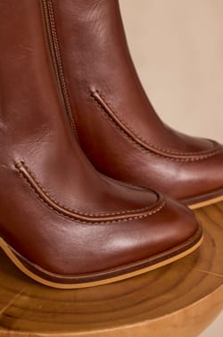 OWEN leather heeled ankle boots;${refinementColor}