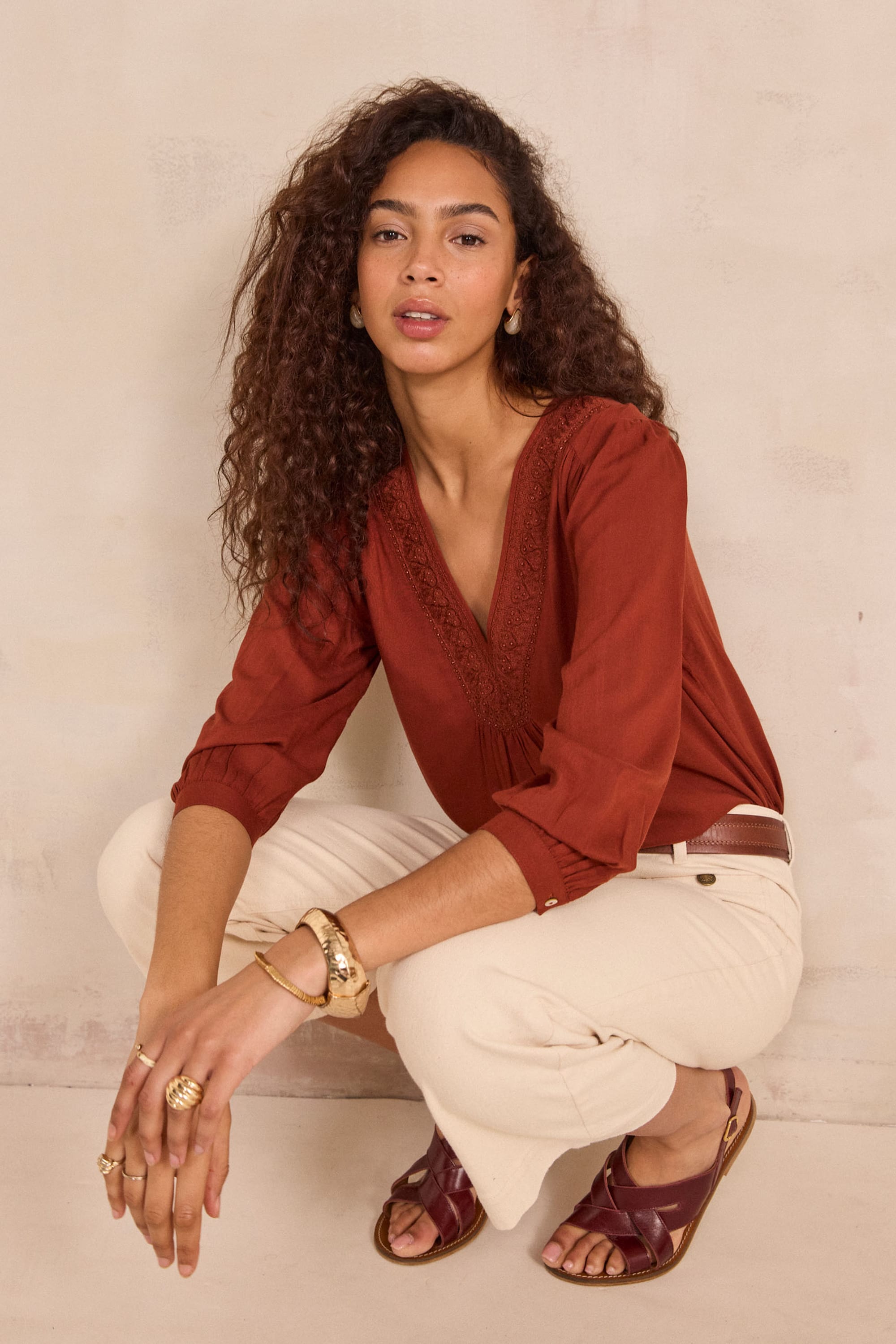 Embroidered long-sleeve blouse DORIAN woman | TOFFEE | Maison 123