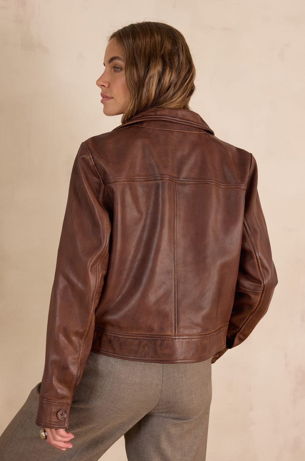 Veste en cuir DONNA;${refinementColor}