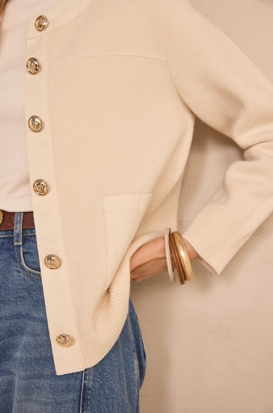 Veste &agrave; manches longues en laine m&eacute;lang&eacute;e ALEXIANE;${refinementColor}