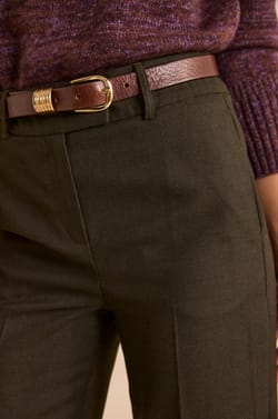 Pantalon large kaki en viscose m&eacute;lang&eacute;e LAYLA;${refinementColor}