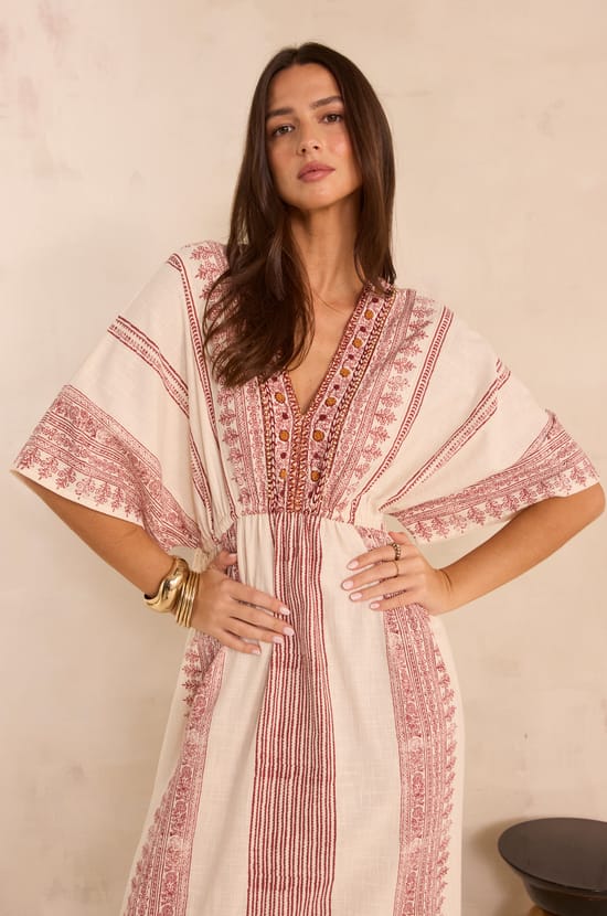 Straight embroidered cotton dress MAE;${refinementColor}