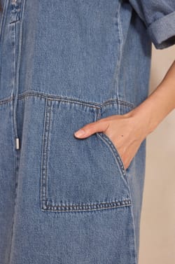 Robe droite en denim BLANCHE;${refinementColor}