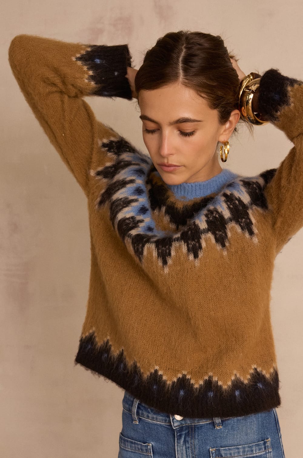 BALTIC alpaca jacquard jumper;${refinementColor}