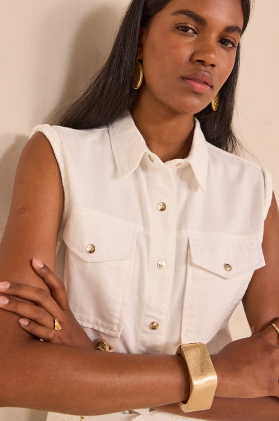 Sleeveless braided cotton blouse MELIA;${refinementColor}
