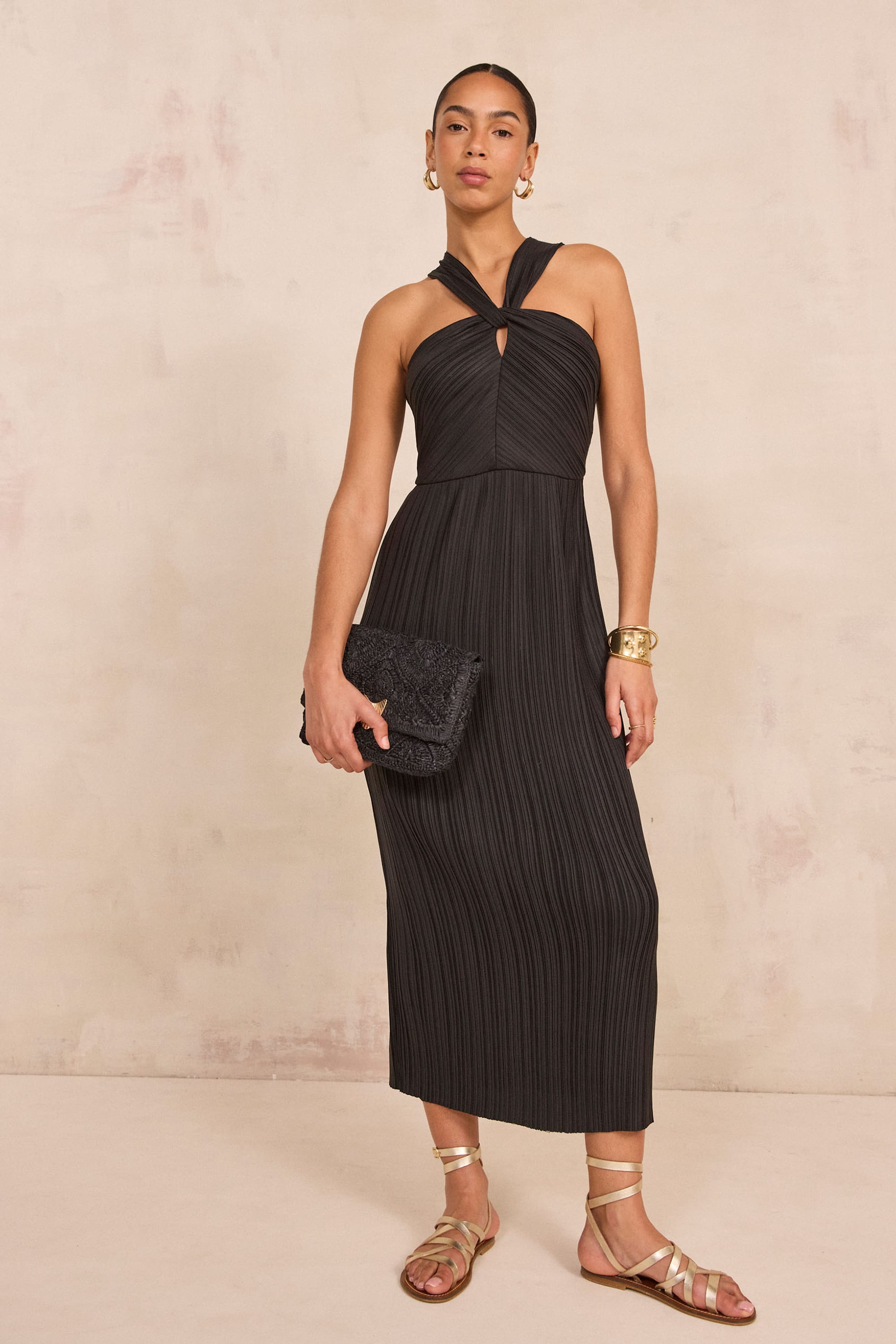BAILEY pleated straight dress woman | BLACK | Maison 123