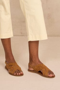 SOAN leather flat sandals;${refinementColor}