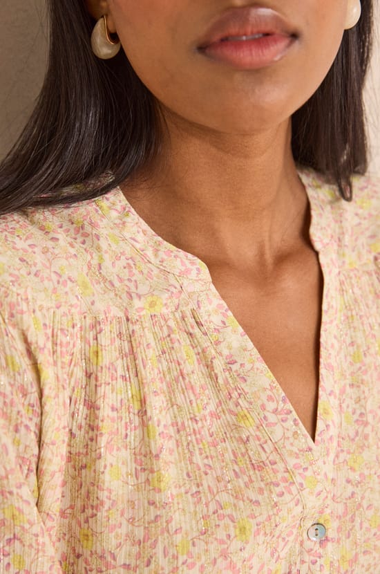 Printed long sleeve blouse DELPHINE;${refinementColor}