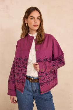 Embroidered cotton VALERY Jacket with long sleeves;${refinementColor}