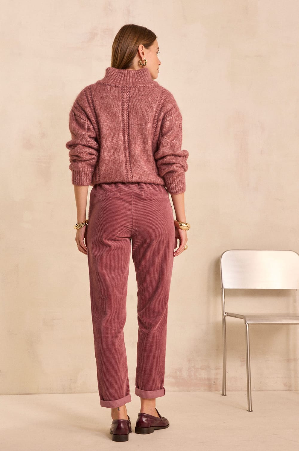 Frosted pink chino in mixed cotton SABIL;${refinementColor}
