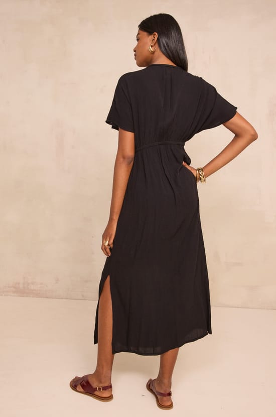 Short-sleeved flowing dress REBECCA;${refinementColor}