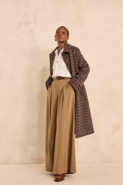 Long plaid mixed wool coat CONSTANT;${refinementColor}