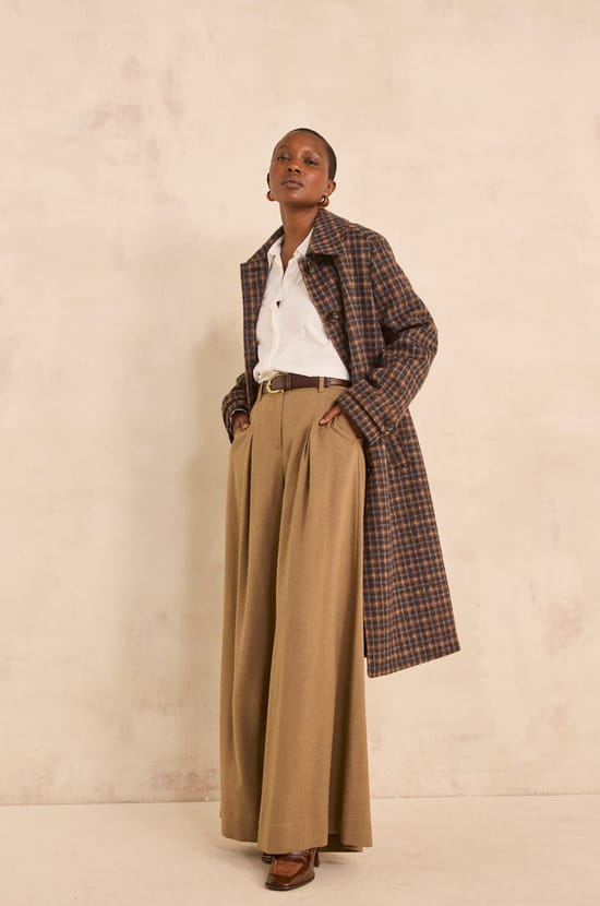 Long plaid mixed wool coat CONSTANT;${refinementColor}