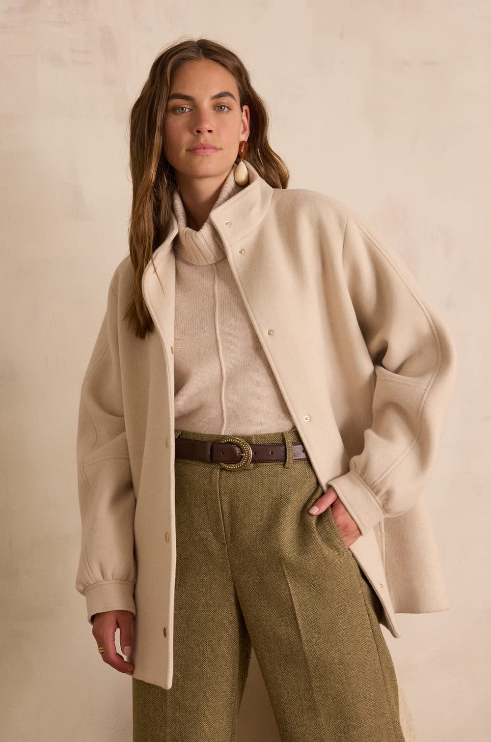 Manteau mi-long DAMIEN en laine;${refinementColor}