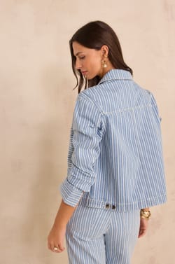Striped long-sleeve blended cotton jacket CARLA;${refinementColor}